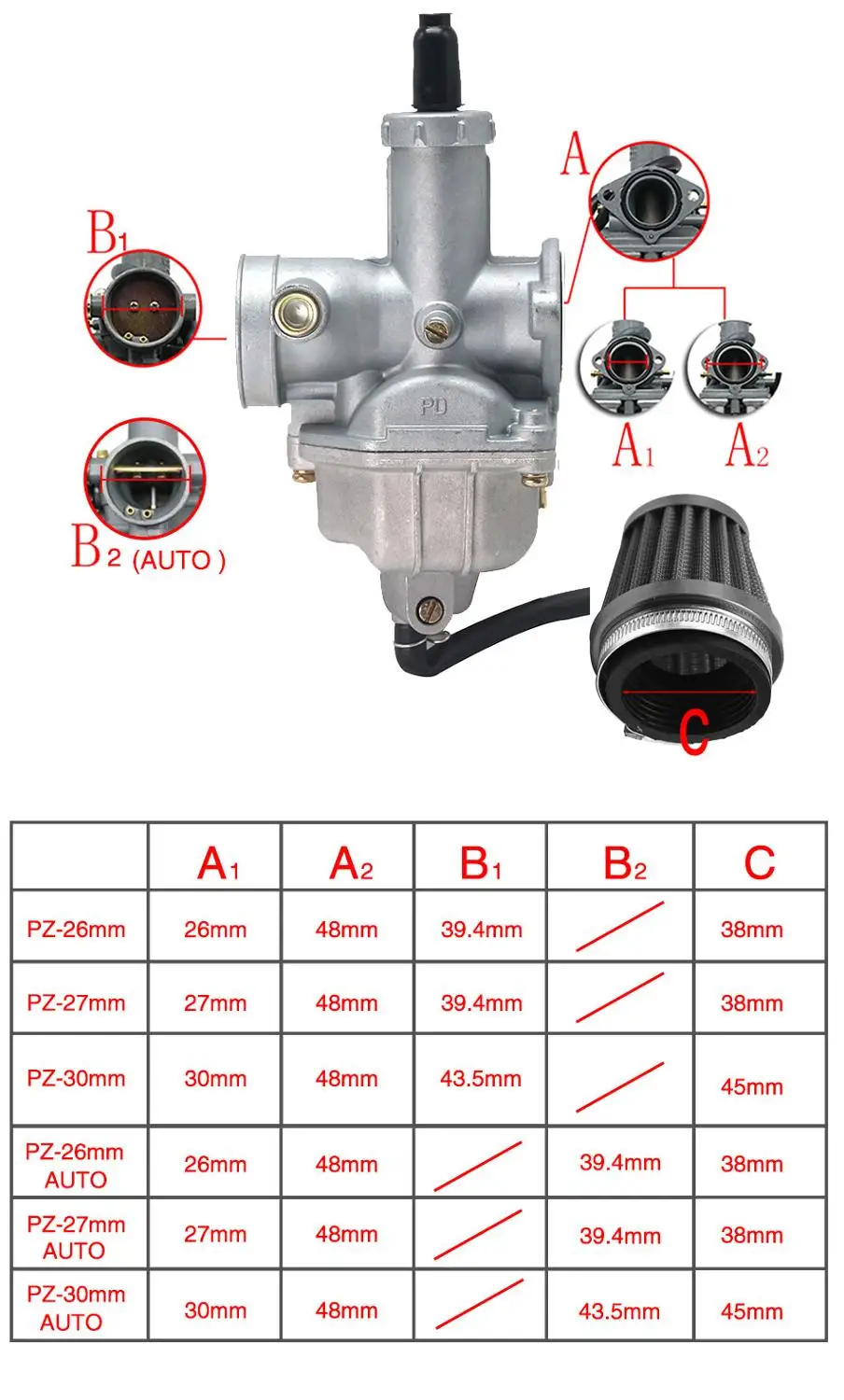 ZS гоночный Keihi PZ26 PZ27 PZ30 мотоцикла карбюратор Carburador б/у для CG125 CG150 CG200 TTR250 модель Moto