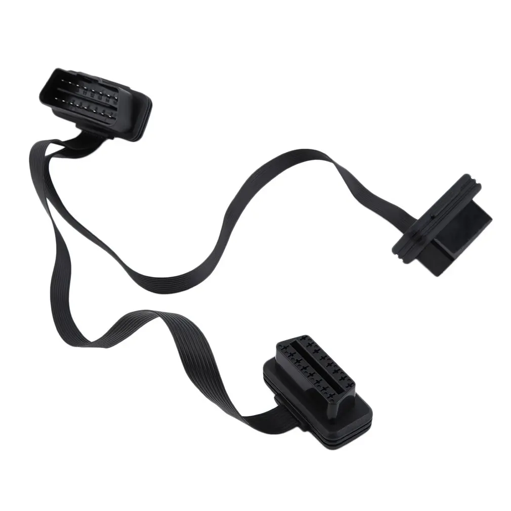 

Car OBDII OBD2 On-Board Diagnostics Extension Cord One Divides Into Two Flat Wire Line 28.5cm Length