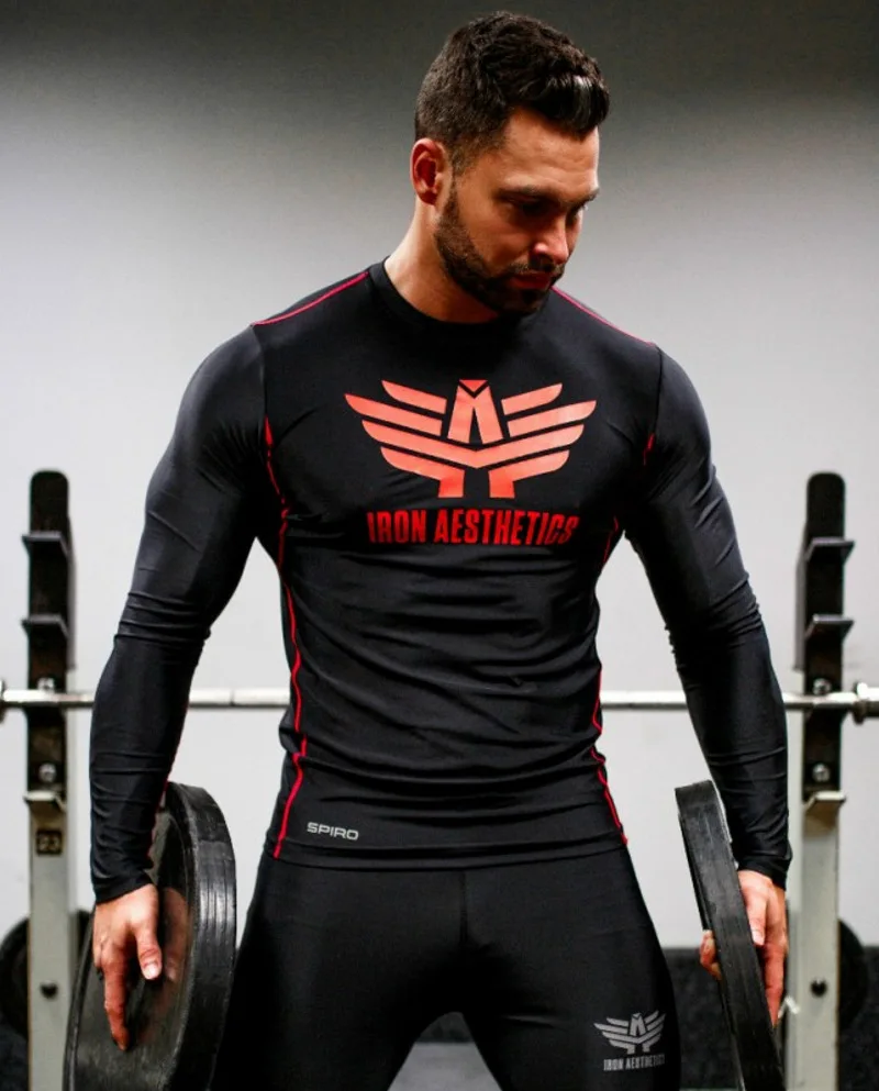 

Новая спортивная рубашка, мужские футболки для фитнеса и бега, спортивный топ с длинным рукавом, эластичная спортивная одежда, тренажерный ...
