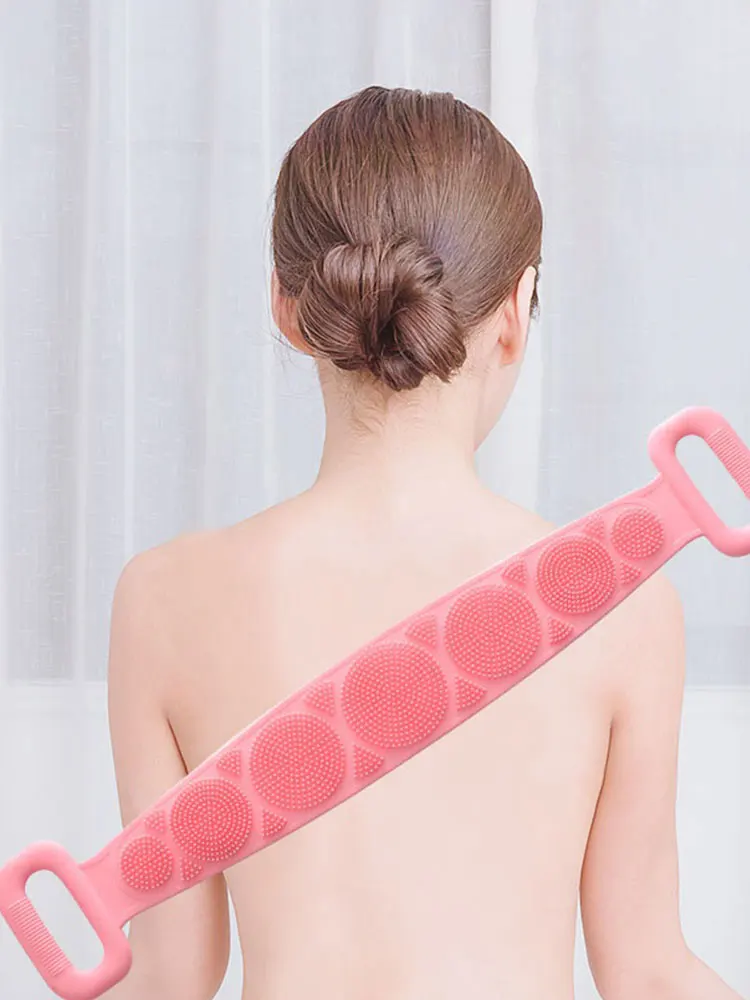 

62/70cm Body Sponge Silicone Brush Bath Towel Bath Gel Bath Cleansing Skin Brush Massage Bath Exfoliating Skin Cleansing Brush