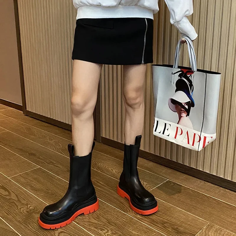 

Новые женские Ботинки Martin на платформе Нескользящие Ботинки Челси в британском стиле до середины икры 2021 пикантные женские ботильоны зимня...