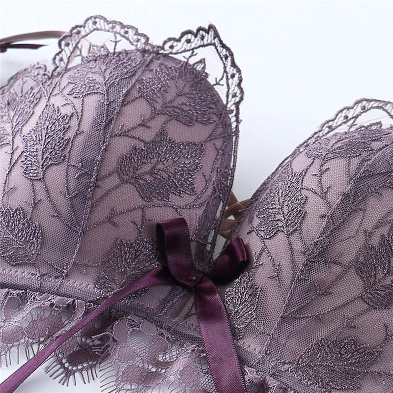 

Lace Floral Embroidery Bra Backless Push Up Bras For Women Sexy Lingerie Comfortable Adjustable Wireless Bralette