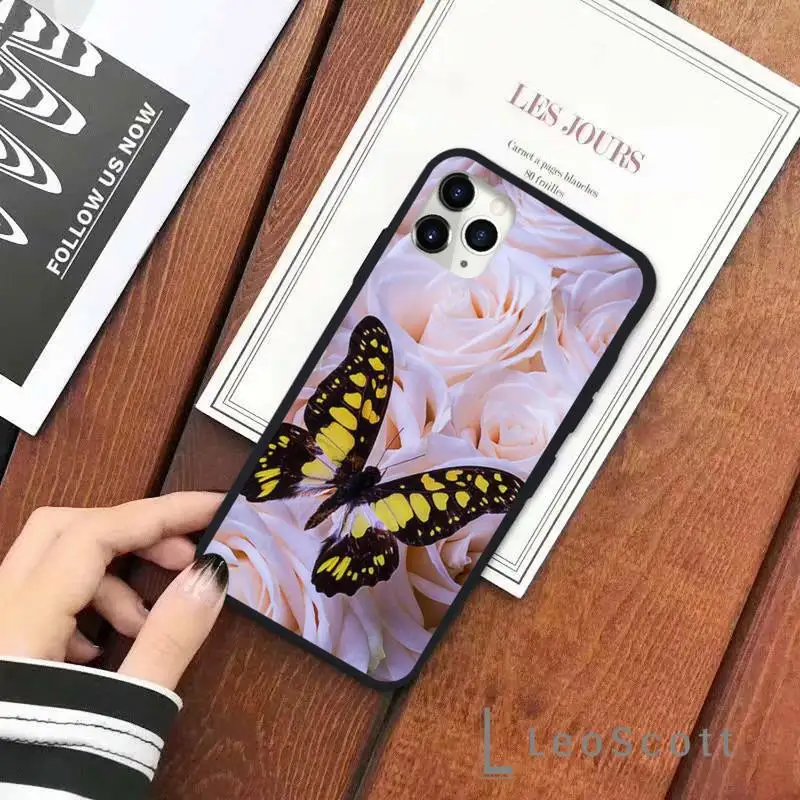 

colorful butterfly roses flower Phone Case for iPhone 11 12 pro XS MAX 8 7 6 6S Plus X 5S SE 2020 XR Soft silicone