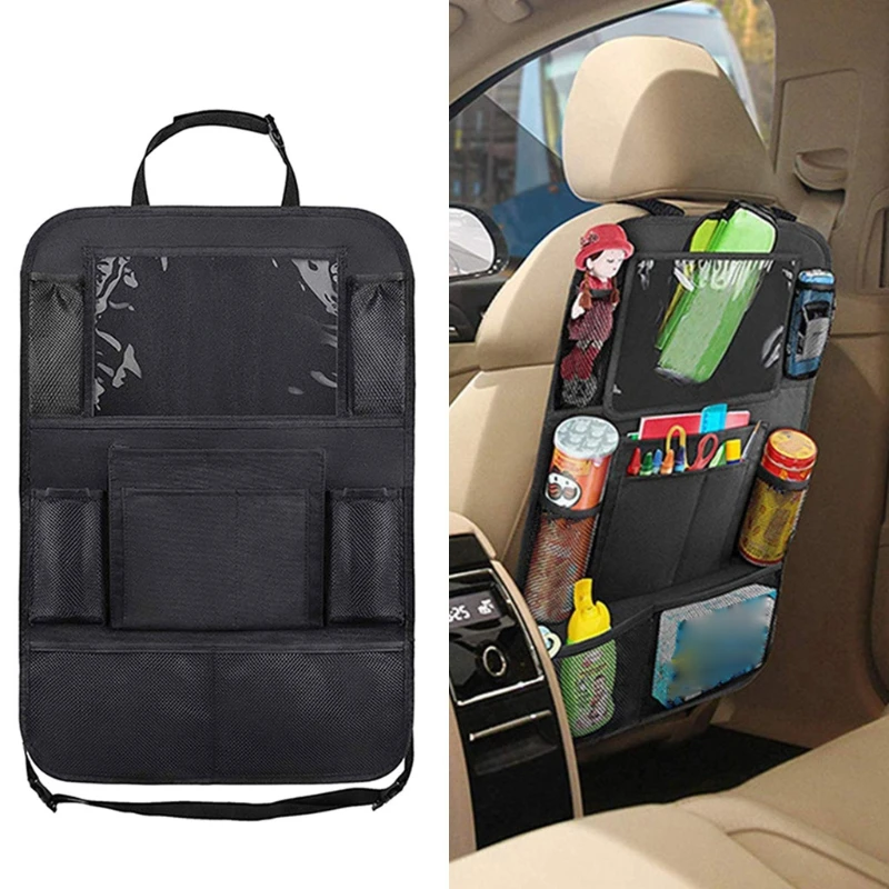 

1/2Pcs Black Car Seat Back Storage Bag Multi-purpose Pocket Automotive Storage Organizer Easy Installation for Ipad Book Phone