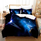 Комплект постельного белья с изображением Галактики, односпальный Комплект постельного белья, односпальный, односпальный, двуспальный, большого размера, с изображением неба, звезд, планеты, Детский комплект для кровати с чехлом