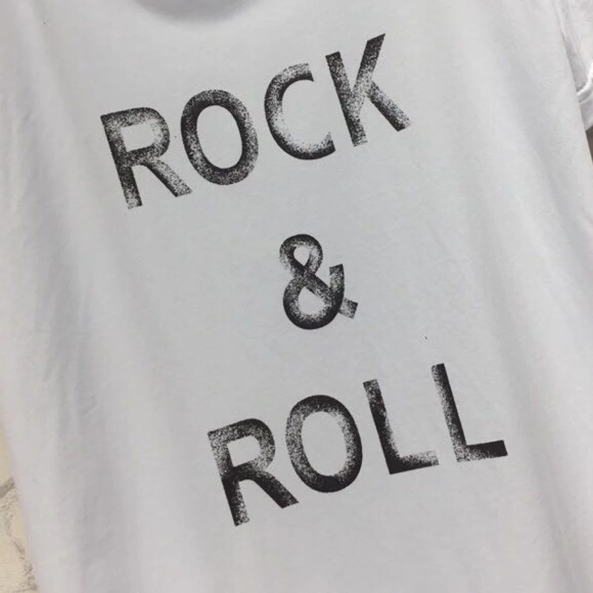 

Letter Print Rock Retro Tees Woman Short Sleeve Round Neck Cotton White Tshirts Casual Vintage Classic T-Shirts Tops 2021