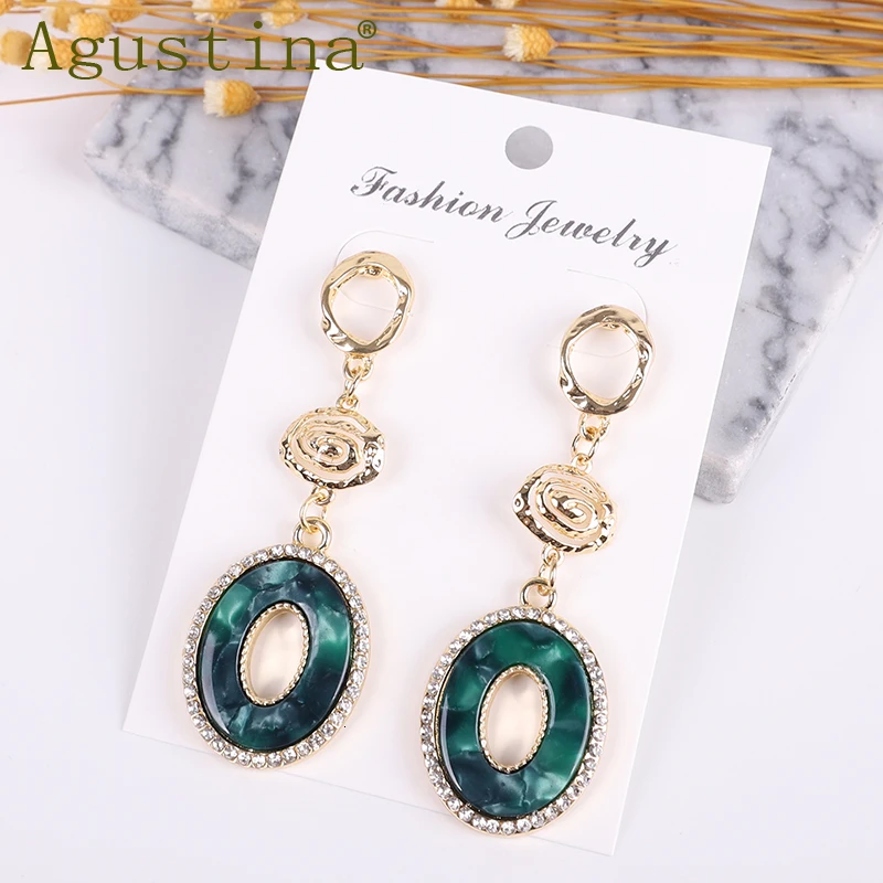boho ZA Earrings Fashion acetic acid Jewelry Punk oval Colorful Earring for Women Minimalist Acetate Girls Boho Simple Earings | Украшения