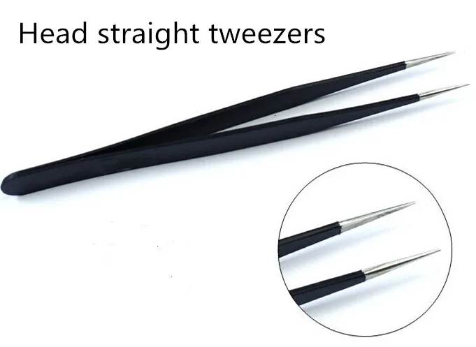 1PC Anti-Static Ceramic Tweezers Stainless Steel Electronic Cigarette Industrial Ceramic Tweezers Insulated Straight Curved Tip