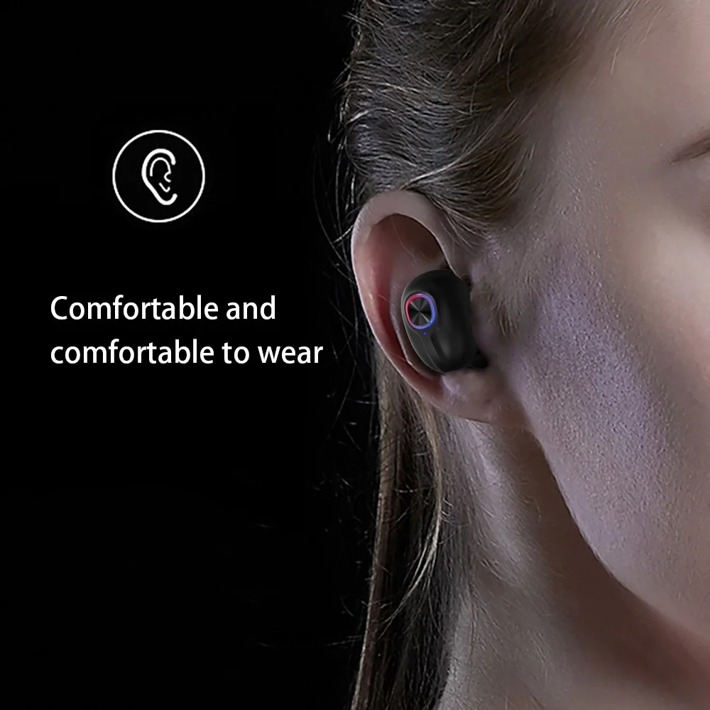 Мини наушники TWS с Bluetooth 5 0 беспроводные со светодиодным дисплеем спортивные