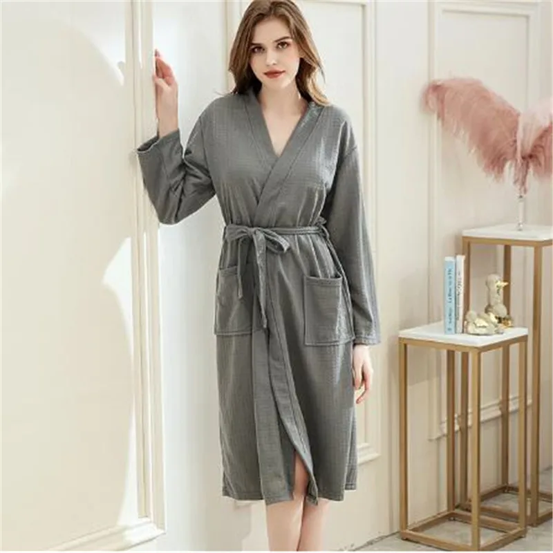 Вафельный Халат женский халат кимоно банный размера плюс сексуальный пеньюар