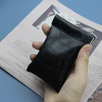 Mens Womens Ring Hanging Waist Key Pouch Coin Small Storage Bag Earphone Splicing Pu Sheep Leather Change Wallet