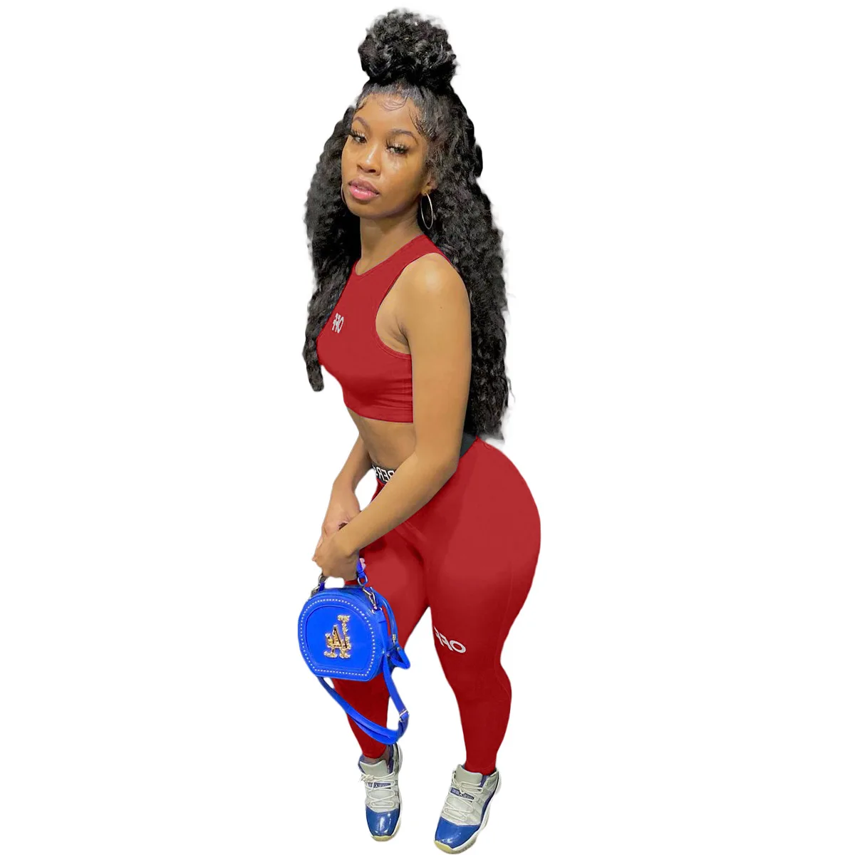 

soloyo new fall summer European and American vest sports offset printing letters fashion casual 5-color suit