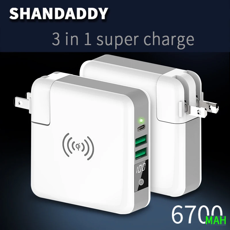 Multi-function Wireless Charger EU US UK AU Travel Plug QI Charging Power Bank with Digital Screen for IPhone 8 X Xs/r | Мобильные