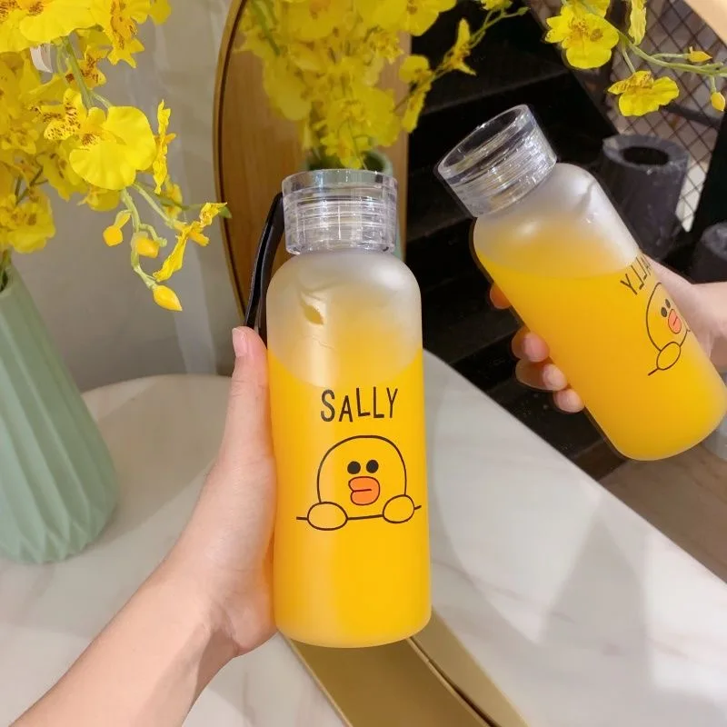 New Plastic Water Bottle Summer Cold Drink Juice Cup Portable Outdoor Sports Camping Cups Cute Animal Print Send Bag | Дом и сад