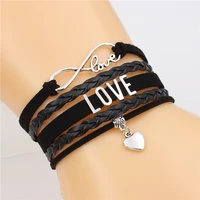 love letter infinity bracelet love charm multi layer bracelet handmade leather bracelets punk jewelry for menwomen dropshipping