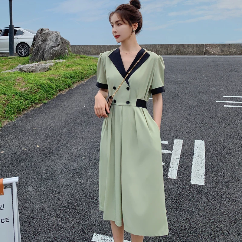 

Женский костюм во французском стиле, новое модное летнее темпераментное платье с юбкой, повседневное высококачественное женское платье, то...