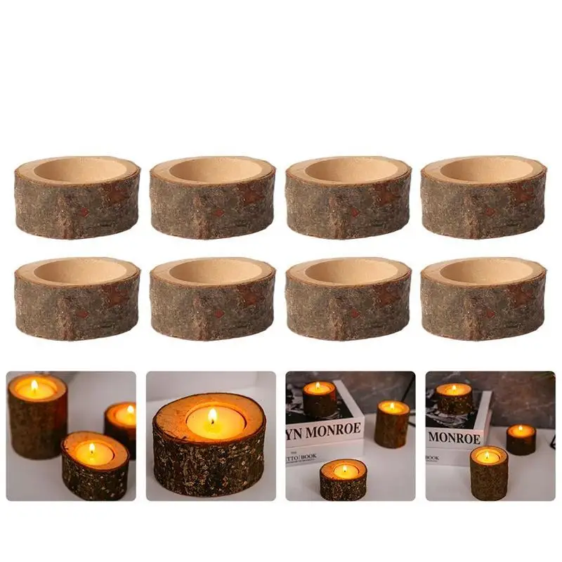 

5/10Pcs Creative Candleholder Candlestick Ornament Wooden Candleholde Wedding Home Candle Stand Wooden Crafts Ornaments