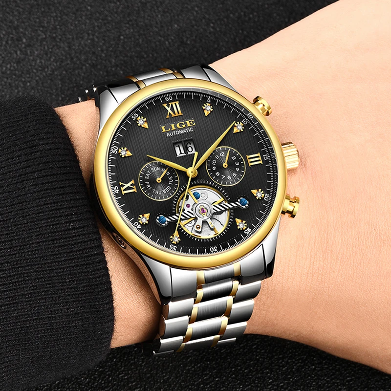 Новые деловые мужские часы наручные Топ люксовый бренд LIGE Tourbillon спортивные