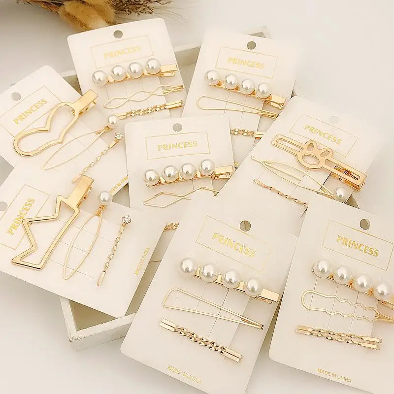 3 шт./компл. жемчужная золотая металлическая заколка для волос женщин аксессуары