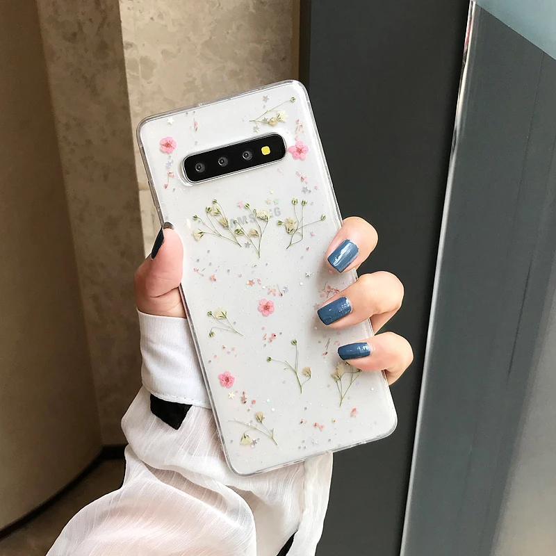 DCHZIUAN настоящая трава цветок чехол для телефона samsung Galaxy S9 Plus S10 Plus S10 S9 модный прозрачный мягкий силиконовый чехол