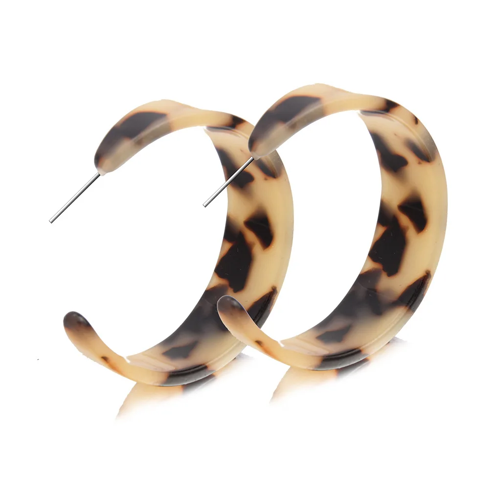 

Za 2020 Leopard Acrylic Hoop Earrings for Women Fashion Round Acetate Tortoiseshell Resin Big Geometric Statement Korea Earrings