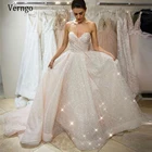 Блестящие трапециевидные Розовые Свадебные платья Verngo для невесты, милые Плиссированные Длинные блестящие свадебные платья, официальное женское платье