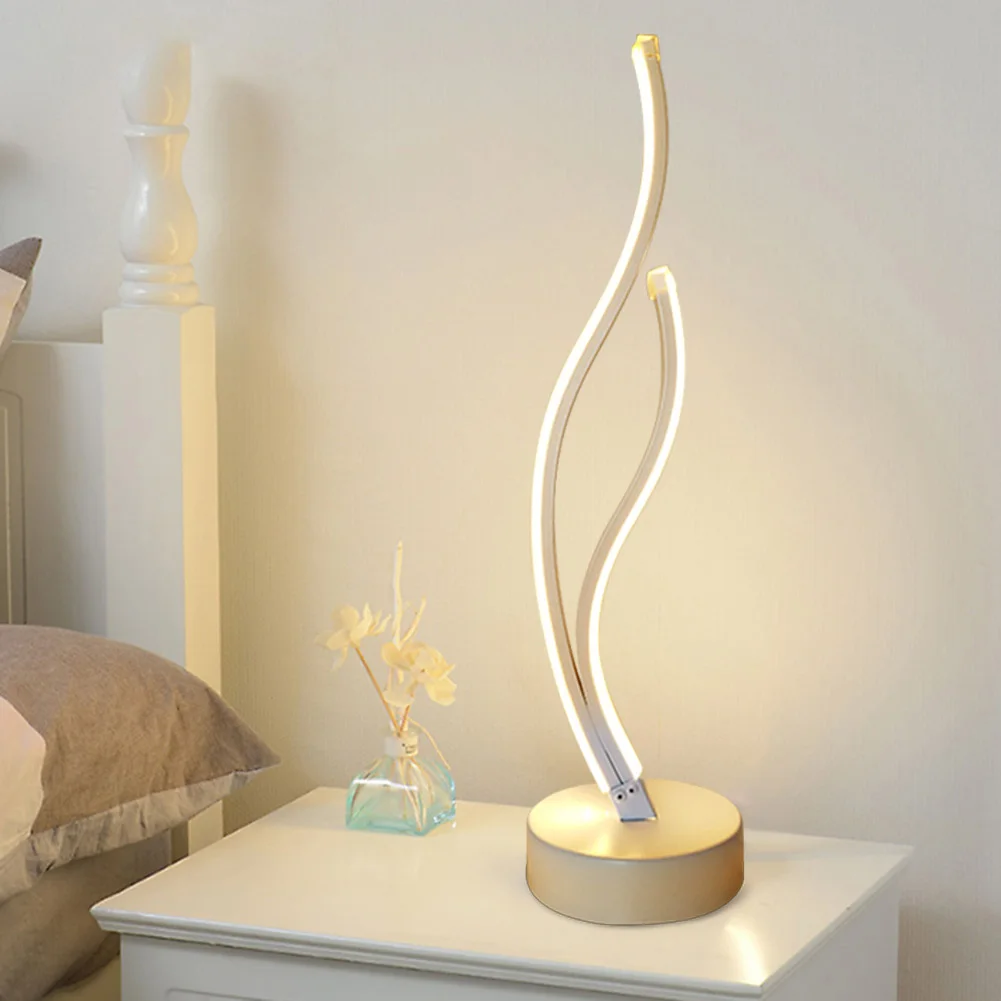 

18W Modern Minimalist LED Table Lamp Spiral For Bedroom Bedside Acrylic Bedside Lamp Reading Night Light EU UK Home Lighting