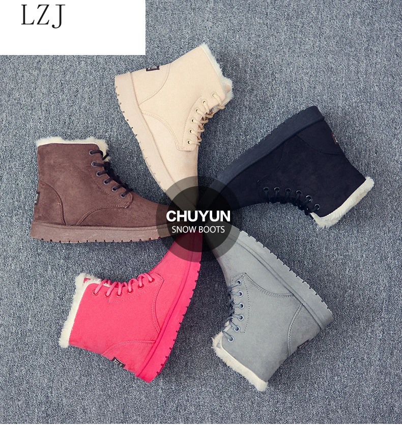 

Women Boots 2019 Winter Snow Boots Female Boots Duantong Warm Lace Flat with Women Shoes Tide Botas Mujer F031 Hot Sale 35-40
