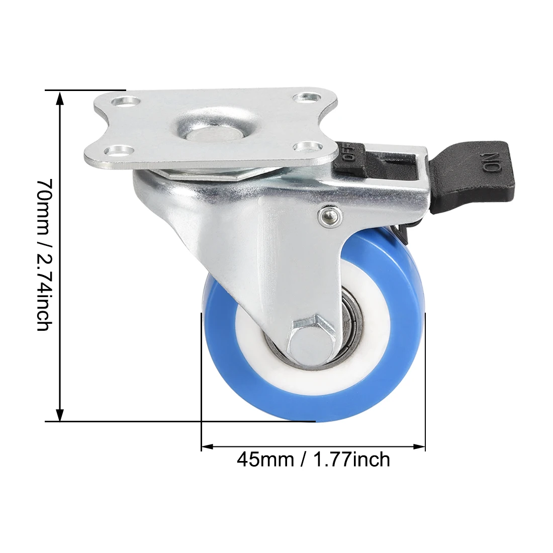 

uxcell Swivel Caster Wheels 2 inch Dia PU Caster 360 Degree Rotate Top Plate with Brake , 132lb Capacity , 2pcs