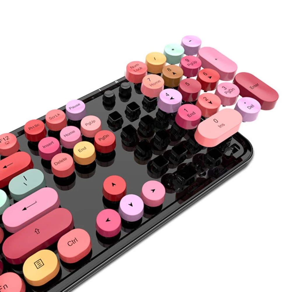 

Portable 2.4Ghz Wireless Keyboard and Mouse Set Sweet Mixed Color Cute Girl Universal Desktop Notebook A Good Gift for Girfriend