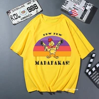pew pew madafakas t shirt women yellow tshirt femme kawaii rooster with gun cartoon print female t shirt tumblr clothes