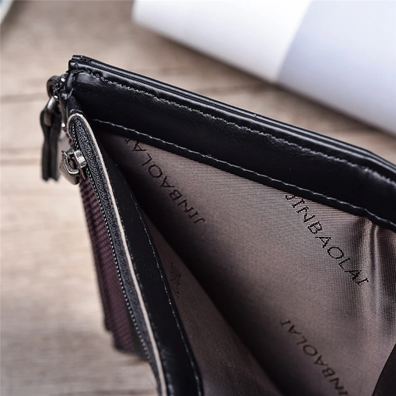 

Men Wallets Leather Double Zipper Card Holder Short Male Purse Coin Pocket Vintage Brand High Quailty Men Wallets