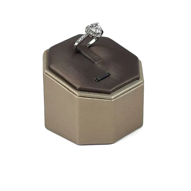 

Ring Display Stand Jewelry Stand Brushed Pu Octagonal Ring Display Box Decoration Jewelry Photography Photo Props Brown