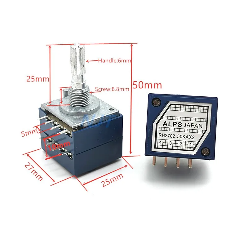 Двойной потенциометр громкости RH2702 8 контактный зубчатый сплит вал 6 мм