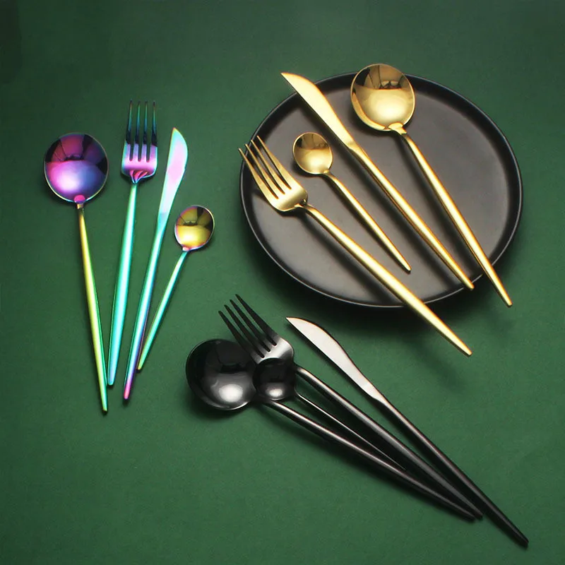 Португальские столовые приборы из нержавеющей стали 304 яркий Западный