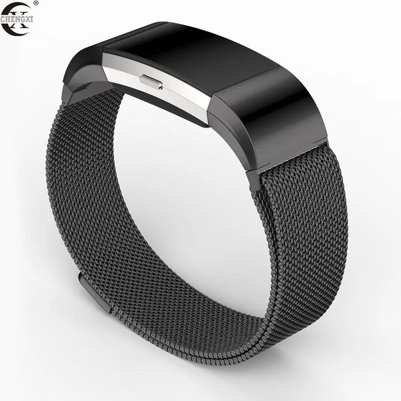 CHENGXI Fitbit Charge 2 band мужская и женская мода простая установка из нержавеющей стали Milan