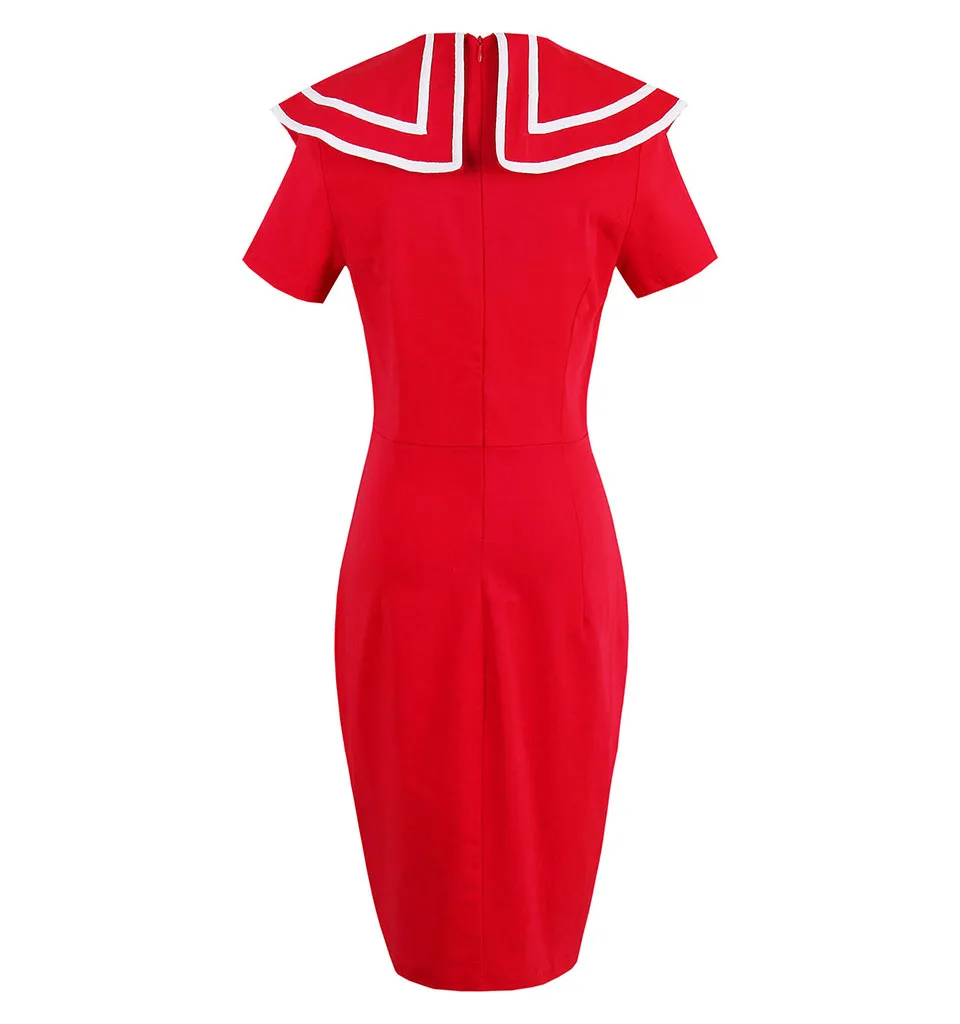 Sisjuly женщины Bodycon платье старинные короткие кнопки партии 1950-х годов круглый вырез лето женский Красный Сексуальная мода ретро карандаш платье девушка