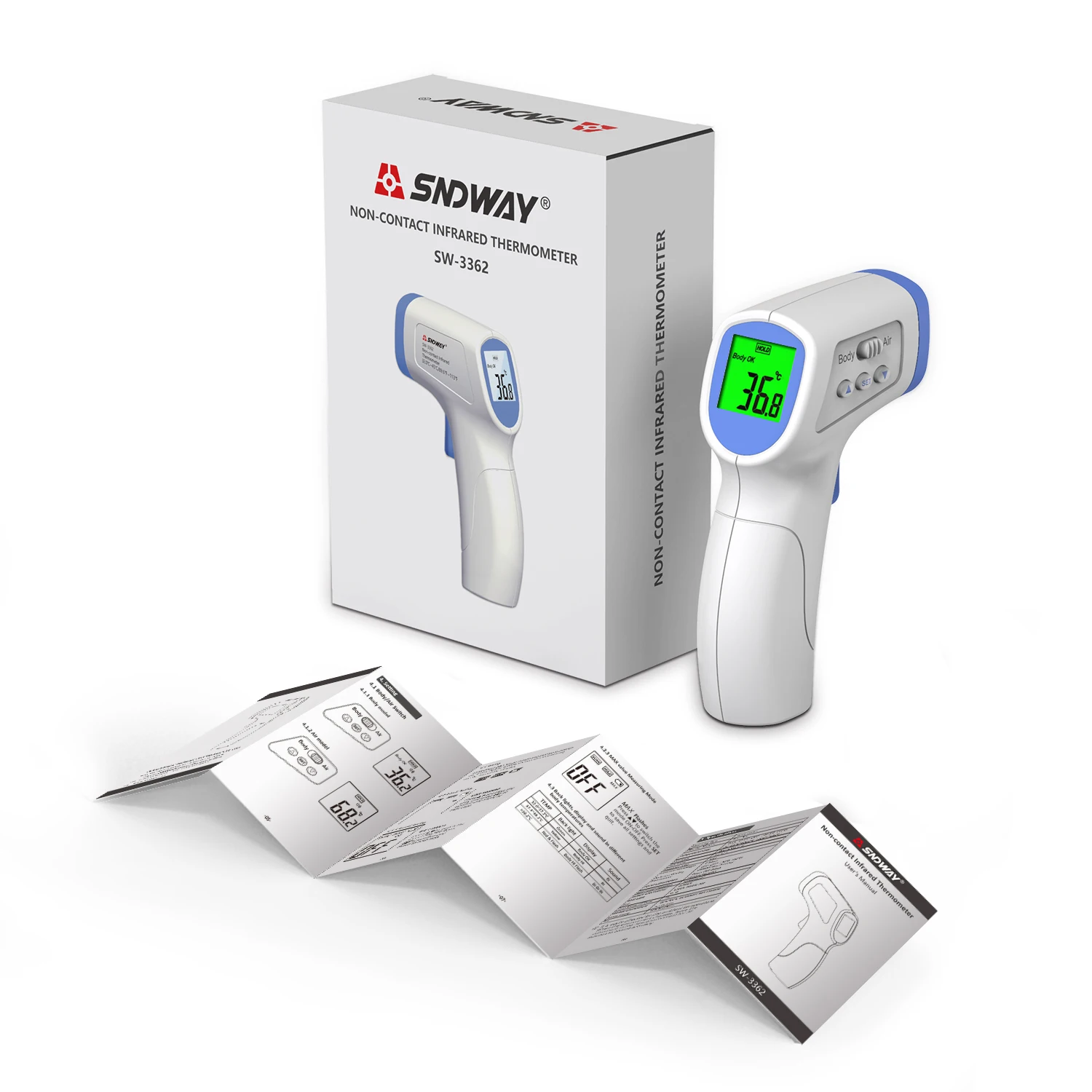 Цифровой инфракрасный термометр для лба Бесконтактный тела сигнализация IR Termometro