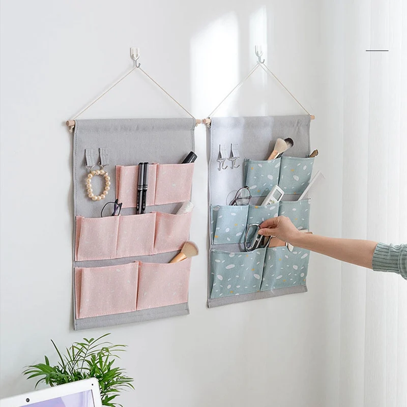 falling snow wall mounted storage bags bedside wardrobe organizer dorm phone book magazine storage bag holder office container free global shipping