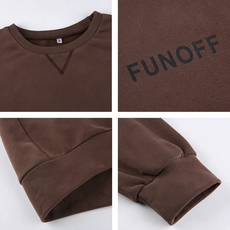 

Embroidered Oversized Brown Y2k Sweatshirt Ladies Winter Fashion Clothing 2021 New Fall Trend Casual Long Sleeve Pullover Top