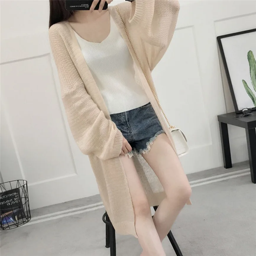 Свободное кимоно Модный женский Кардиган с длинным рукавом тонкое пальто