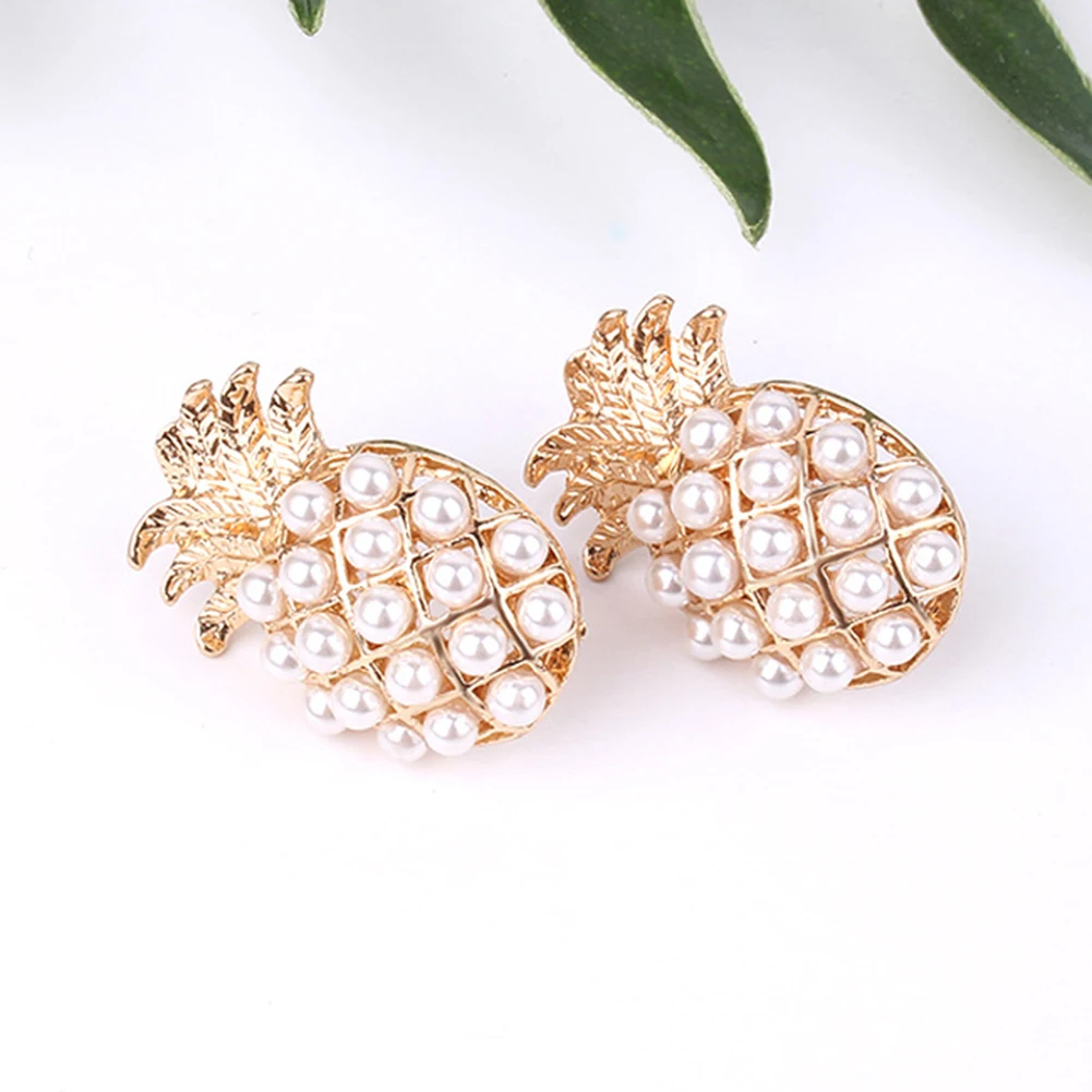 Модные женские серьги-гвоздики с искусственным жемчугом в форме ананаса подарок