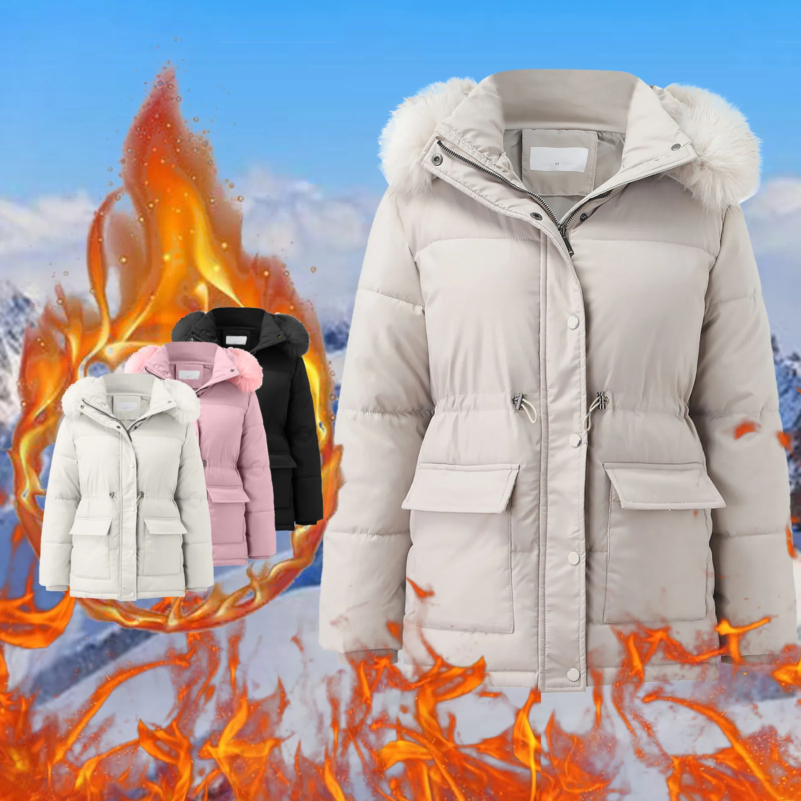 

Верхняя одежда, плотное пальто, Женский Тренч с капюшоном, Меховая куртка, зимние теплые женские парки на подкладке