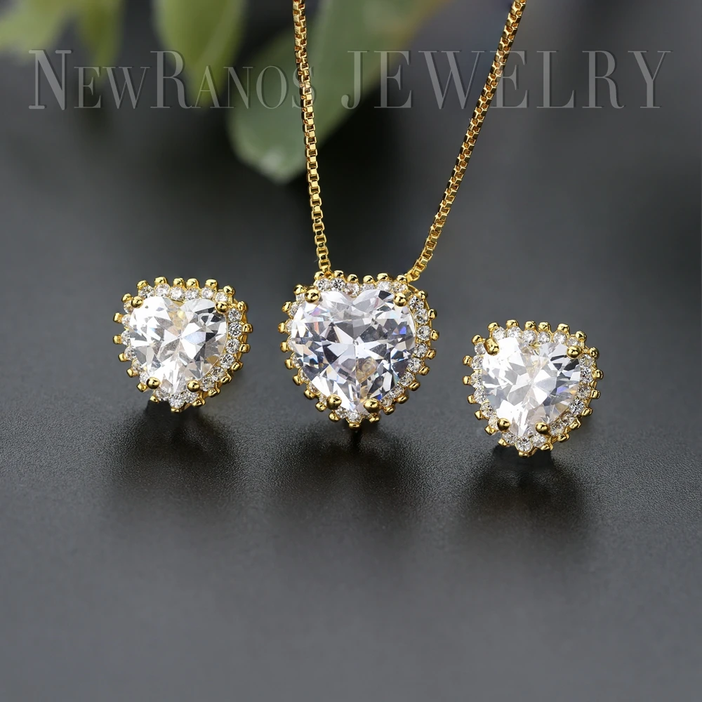 Женские Ювелирные наборы с маленьким сердцем комплект из ожерелья и серег