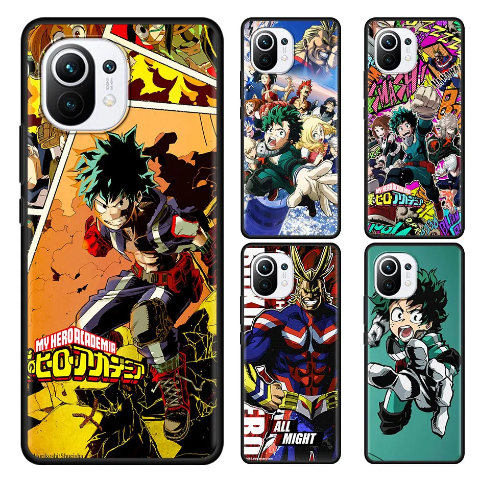 

My Hero Academia Black Cover for Xiaomi Mi Poco X3 NFC M3 F1 10T 9T Pro Note 10 A2 8 11 Lite 5G TPU Cell Phone Case Coque