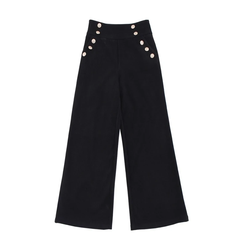 OL Стиль Широкие брюки женские прямые тонкие новые талии расклешенные высокие