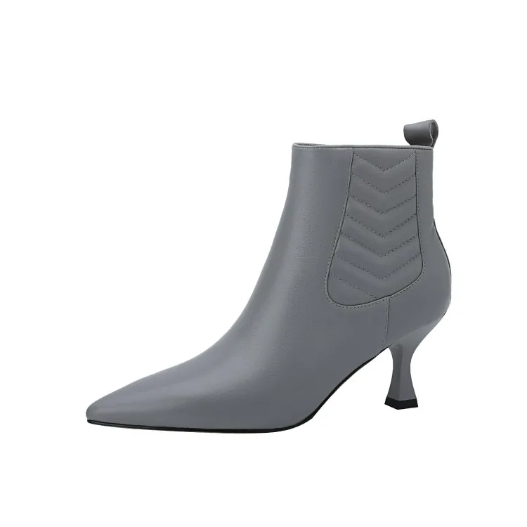 

Women's Autumn Boots Leather Women`s Shoes High Heels Women's Ankle Boots Pointed Toe Elegant Dress Boots Office Footwear 33-43