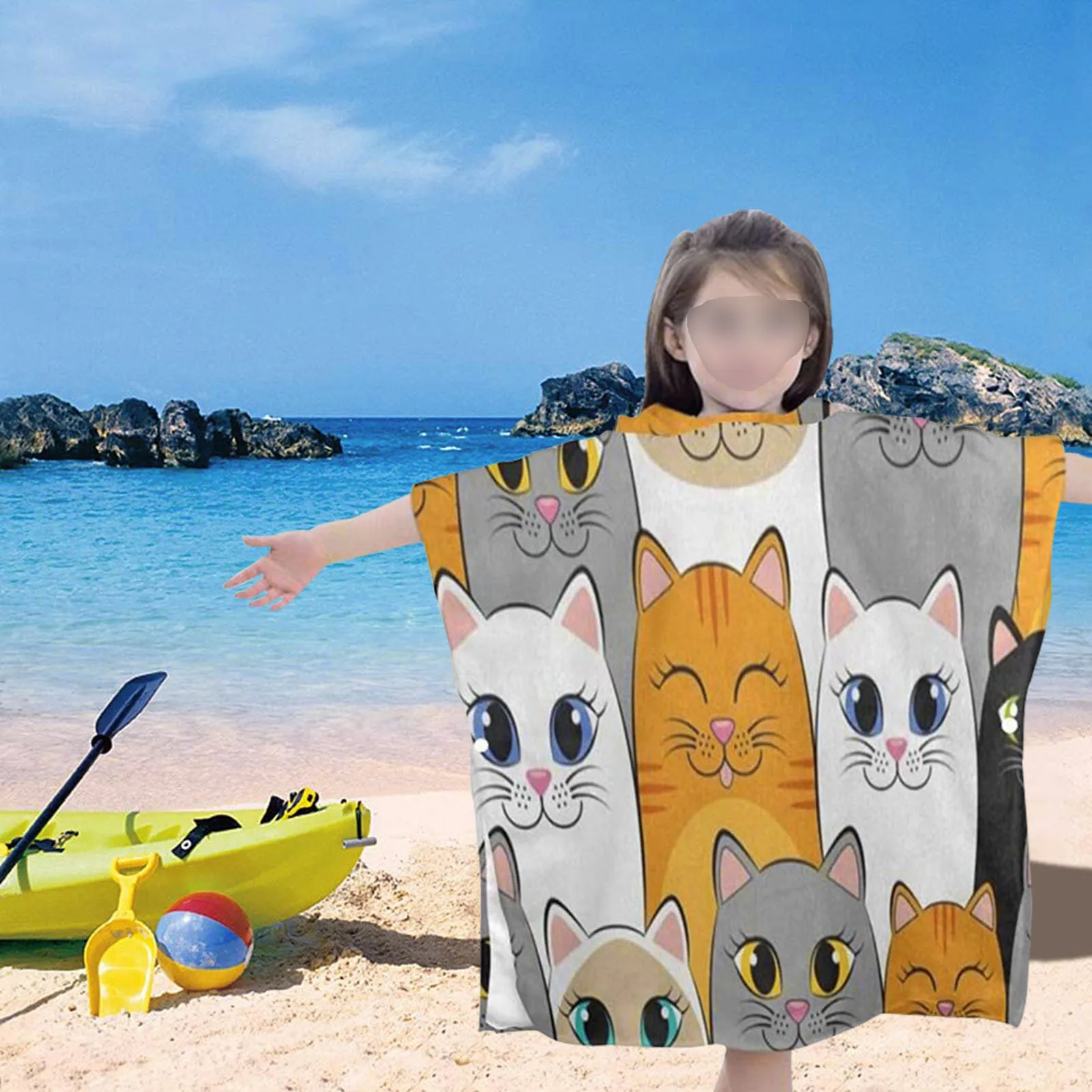 

2021 Summer Newest Baby Accessories Cartoon Children Hooded Bath Towel Quick Dry Soft Bathrobe Cloak Towel For Kids