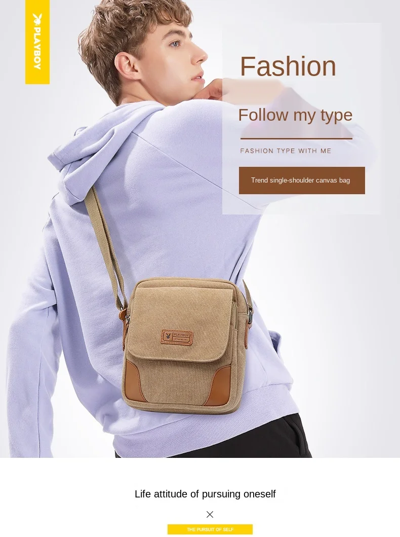

Shoulder Bag Men's Canvas Casual Men's Bag Multi-Functional Large-Capacity Crossbody Bag Backpack Fashion Brand Pouch