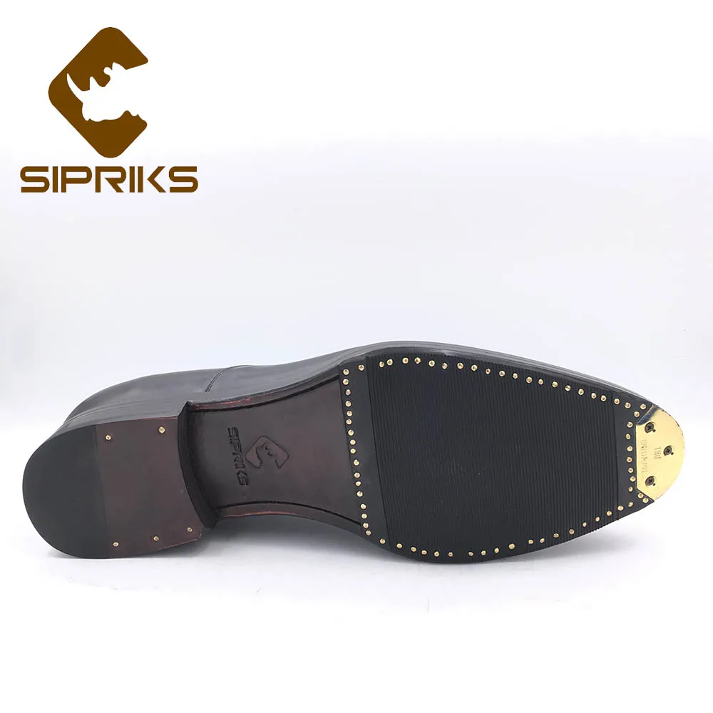 Sipriks/итальянские черные модельные оксфорды из телячьей кожи; Мужская прошитая обувь с толстой кожаной подошвой; мужские костюмы; официальная офисная обувь